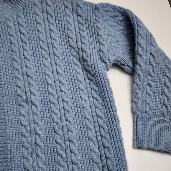 Girls Cable Knit Knitted Blue Cardigan Sweater Size 8-9 - Picture 2 of 6